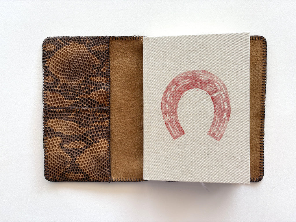Snake Print Genuine Leather Notebook Cover with Horse Charm