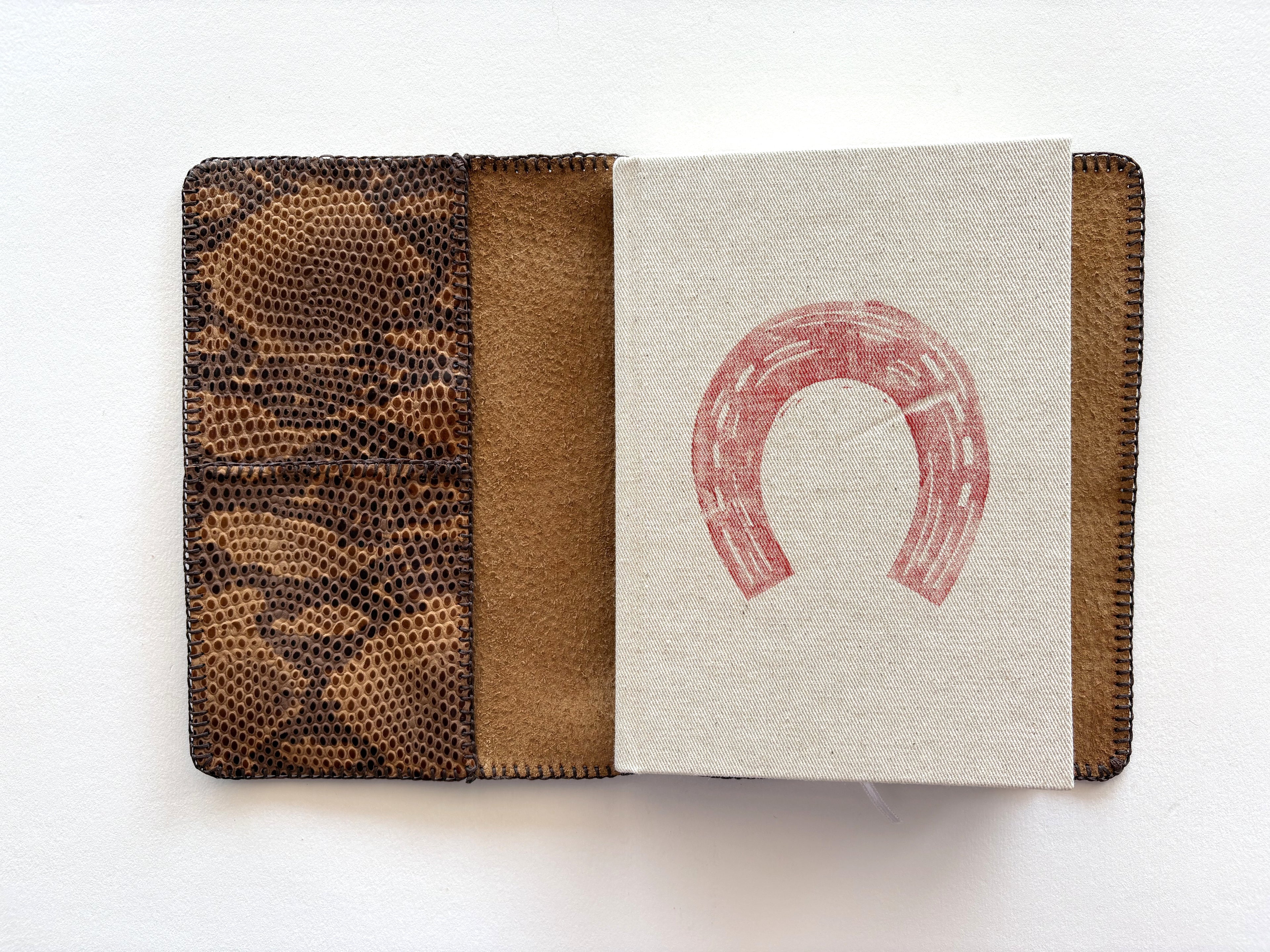 Snake Print Genuine Leather Notebook Cover with Horse Charm