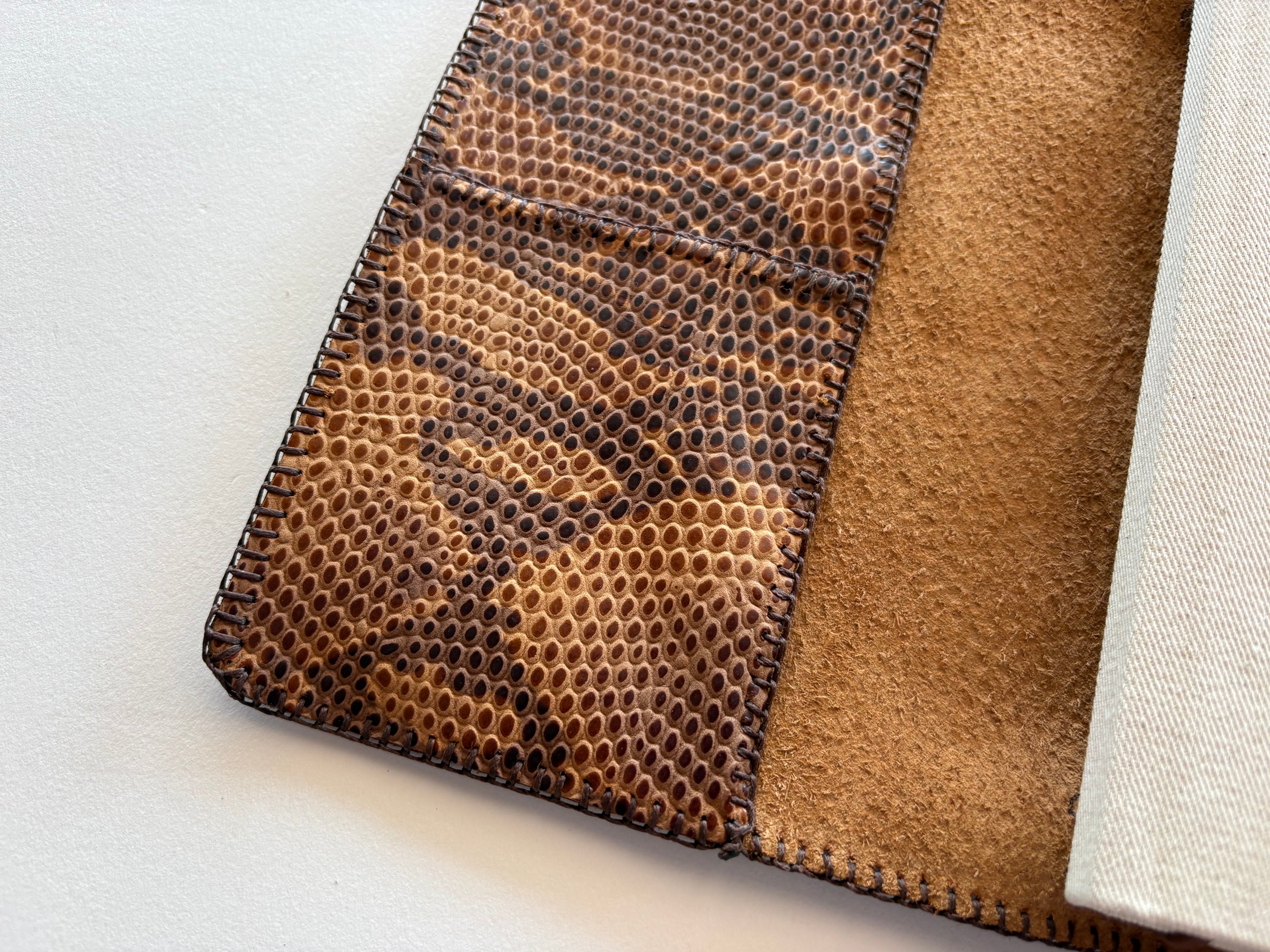Snake Print Genuine Leather Notebook Cover with Horse Charm