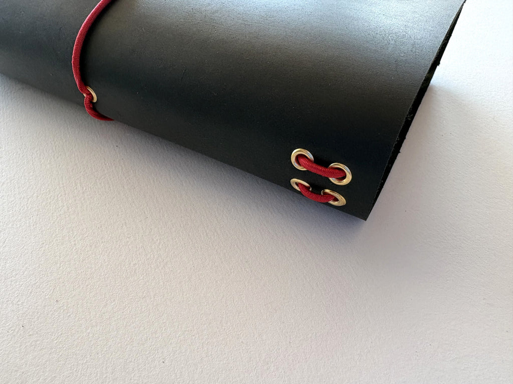 Black Leather + Red Cord A5 Bifold