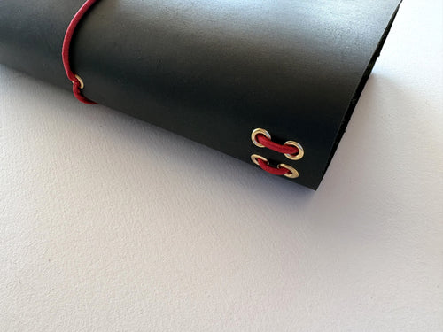 Black Leather + Red Cord A5 Bifold