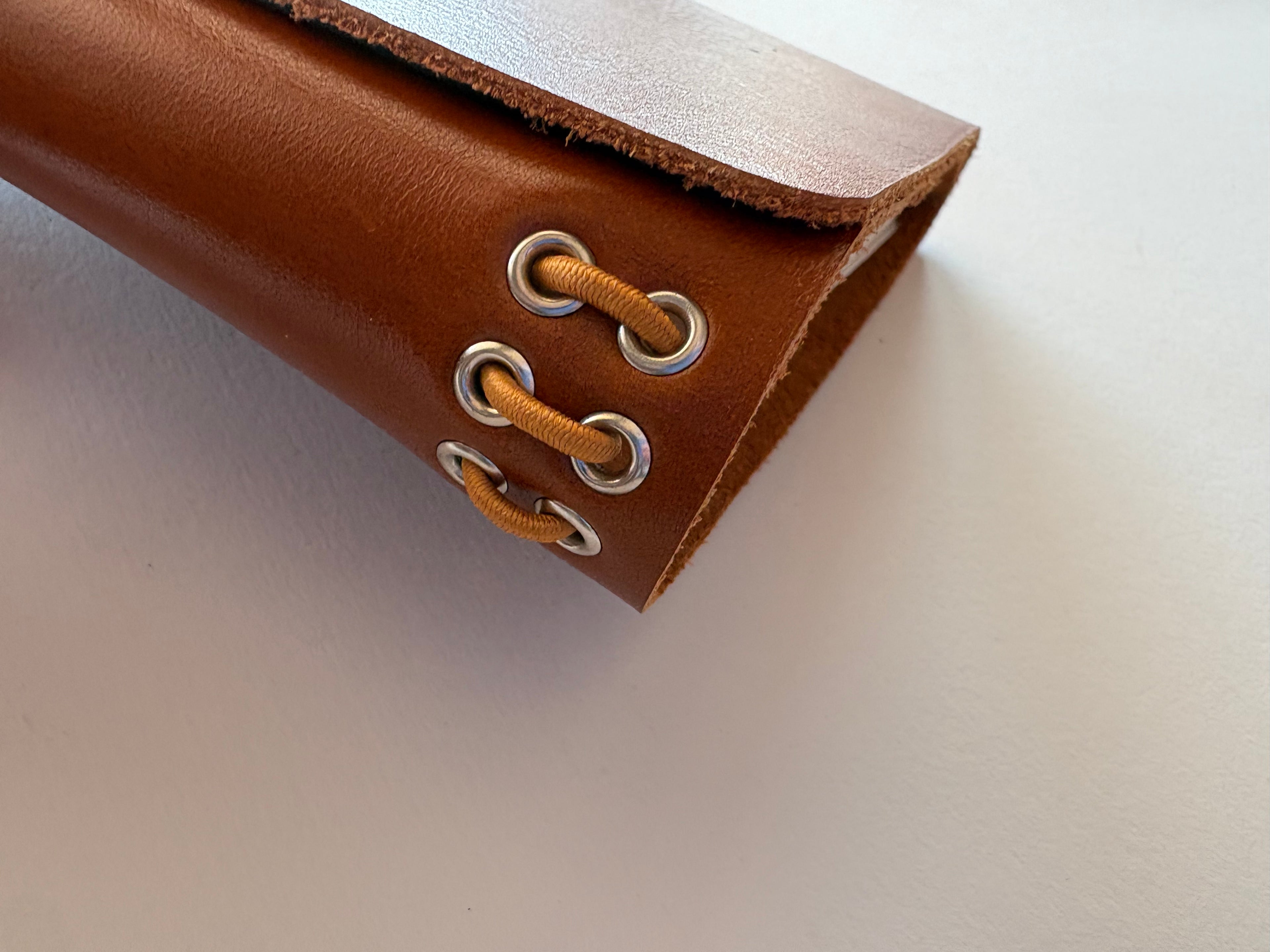 Camel Leather + Mustard Cord A5 Trifold