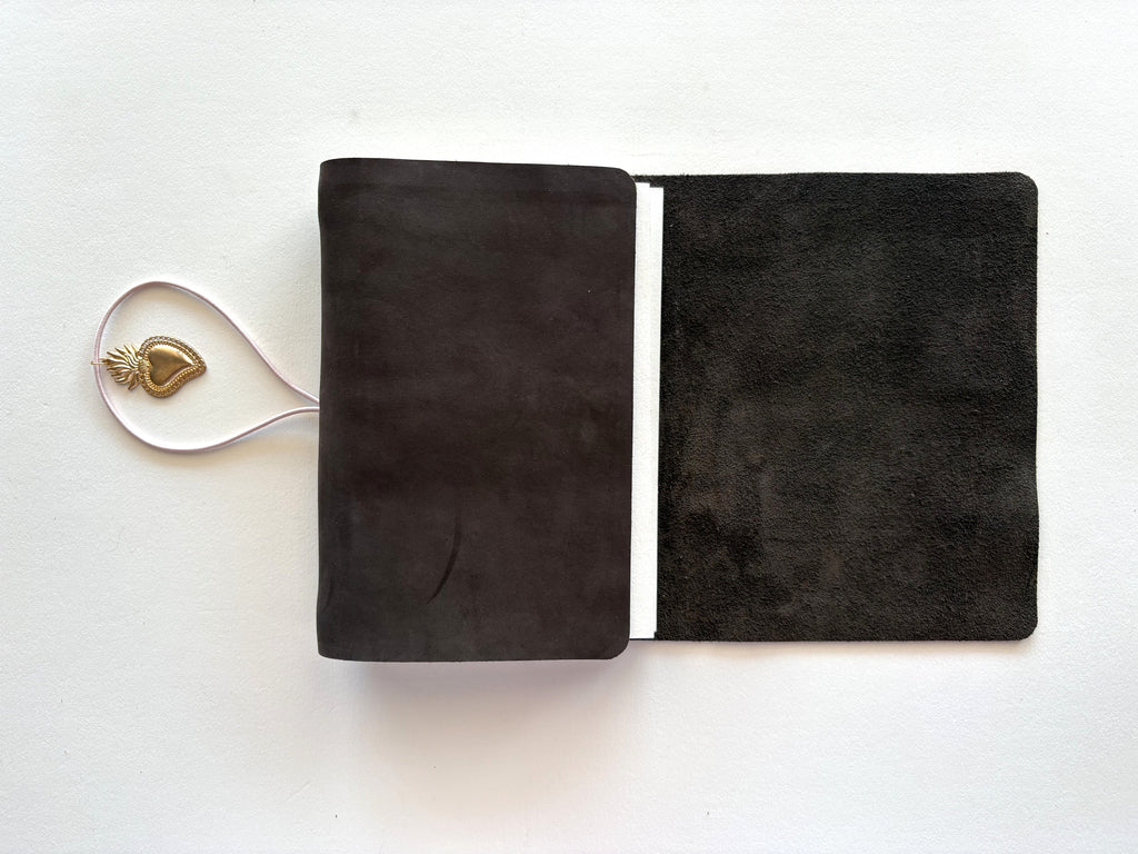 Dark Brown Nubuck + Pink Cord + Heart Charm A5 Bifold