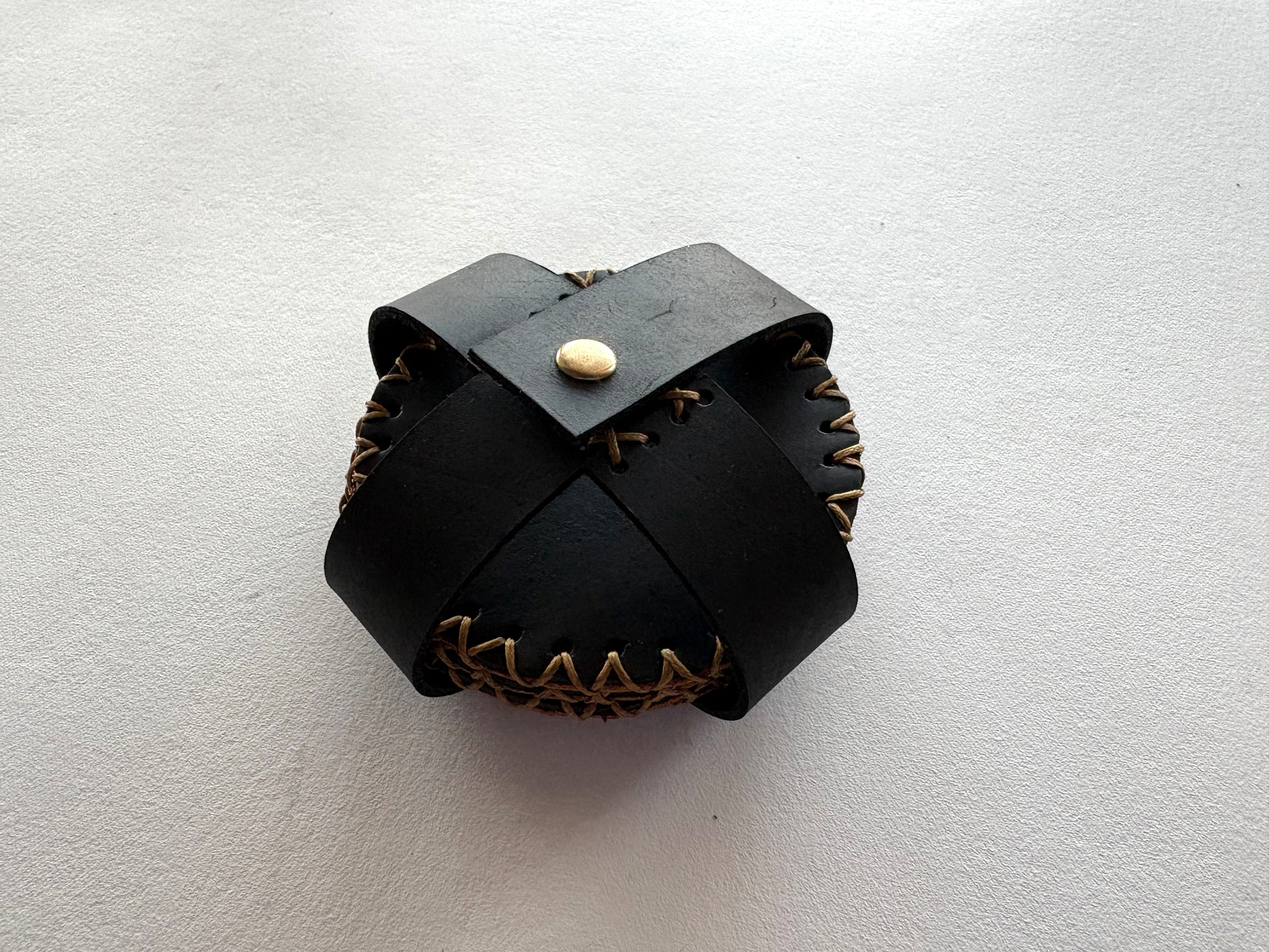 Black + Camel Leather Hand Stitched Coaster Set