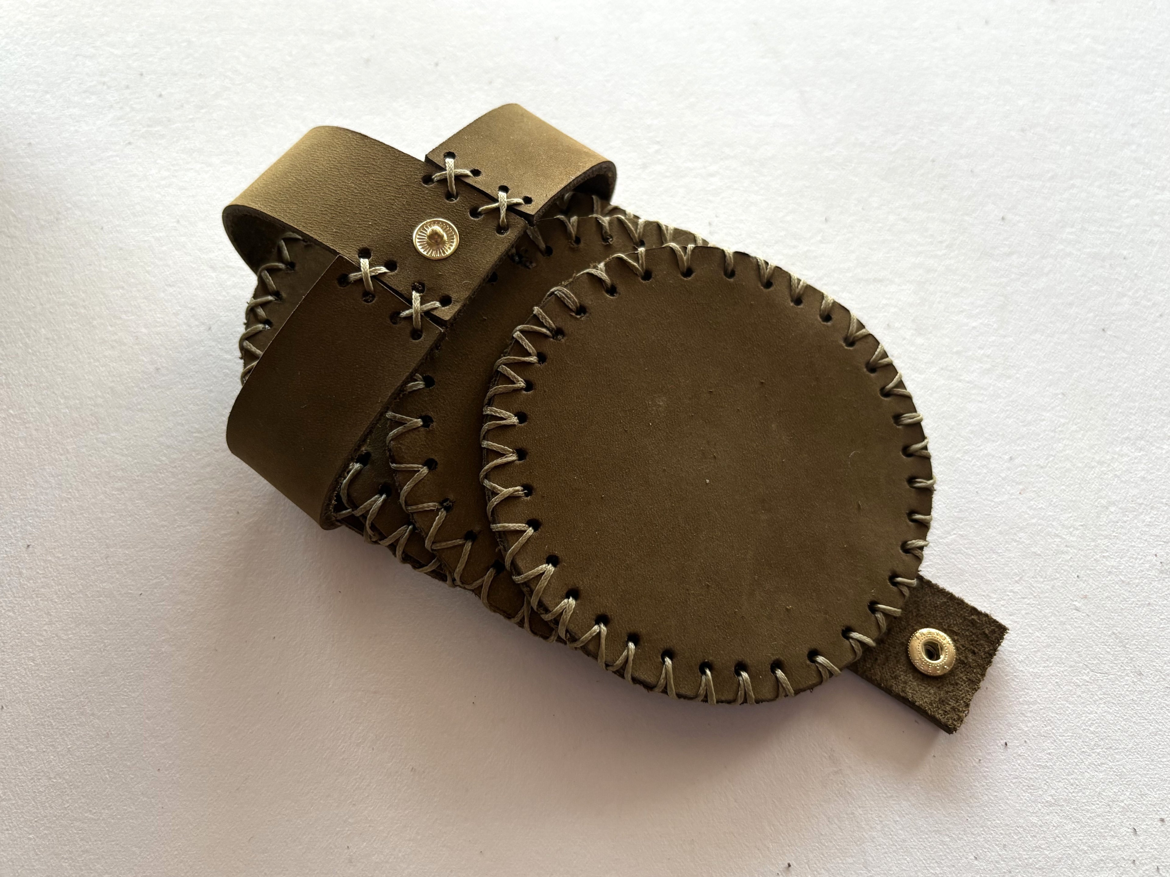 Khaki Nubuck Hand Stitched Coaster Set